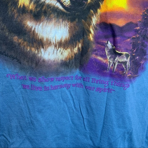 Vintage 90’s Wolf Art T-Shirt Size XL - Picture 4 of 6